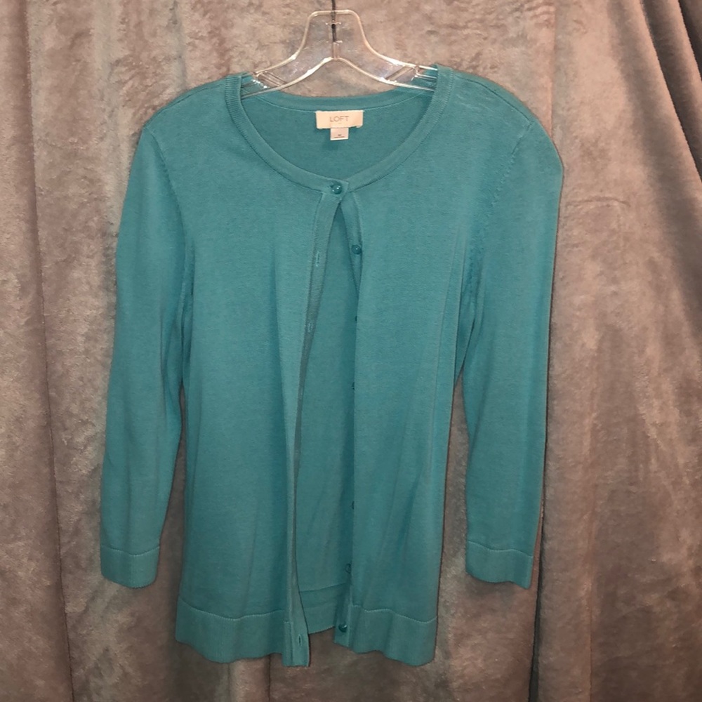 Loft blue button up cardigan